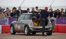 It takes some persuasion to keep a volunteer in a boot (read: trunk) of the stunt car :) // Dobrovolnika musite do kufru nacpat tak trochu nasilim :)