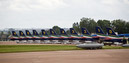 Lined-up Aermacchi MB-339 of the Italian team // Letadla italskeho akrobatickeho tymu